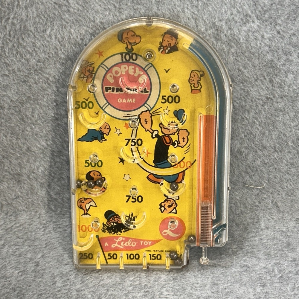 Vintage Popeye Pinball Game Lido Toy King Features Syndicate Handheld Toy Works
